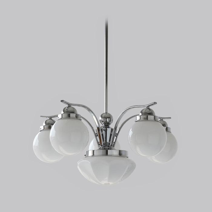 Lustra Chandelier Rétro Chic Globe en Verre Blanc - Neutralighting