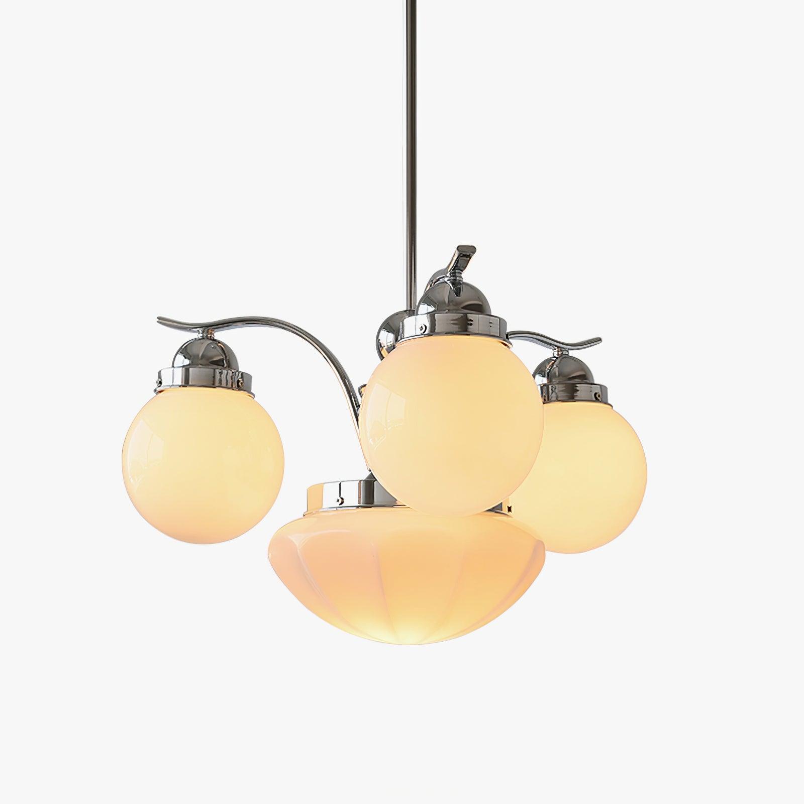 Lustra Chandelier Rétro Chic Globe en Verre Blanc - Neutralighting