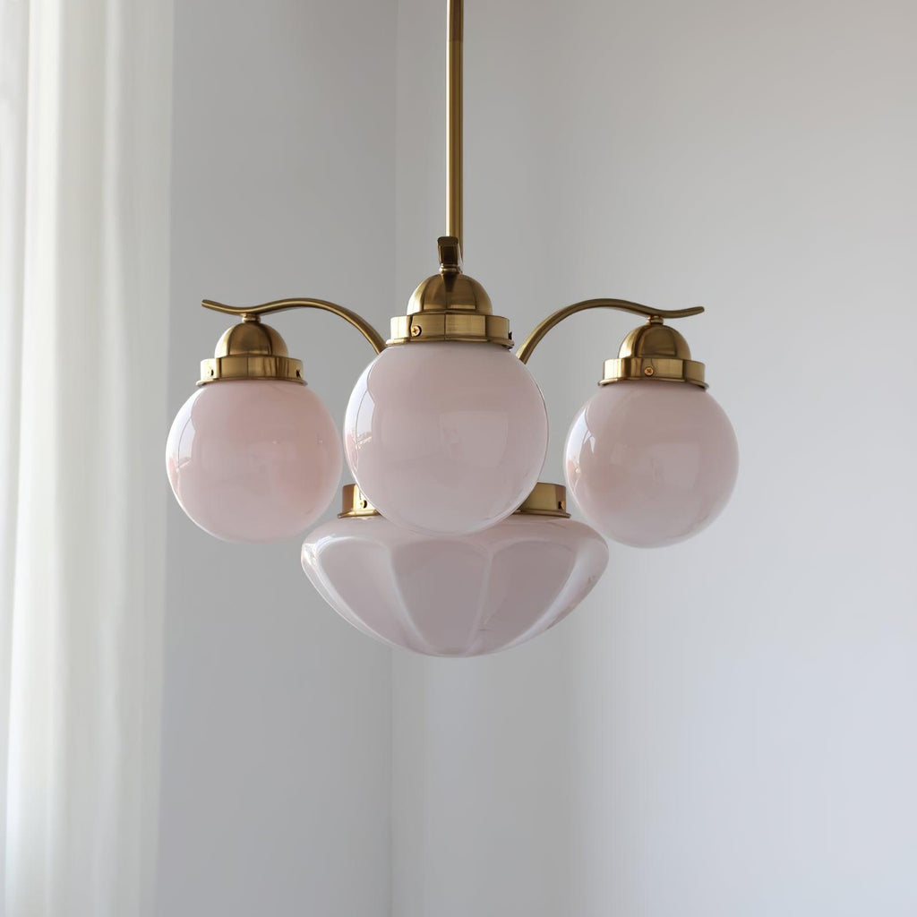 Lustra Chandelier Rétro Chic Globe en Verre Blanc - Neutralighting