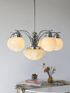 Lustra Chandelier Rétro Chic Globe en Verre Blanc - Neutralighting