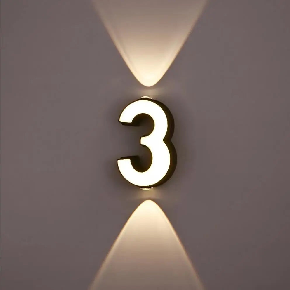Applique murale — LED numéro de chiffre intérieur et extérieur IP65 étanche moderne minimalisme Style aluminium porche lumières de jardin