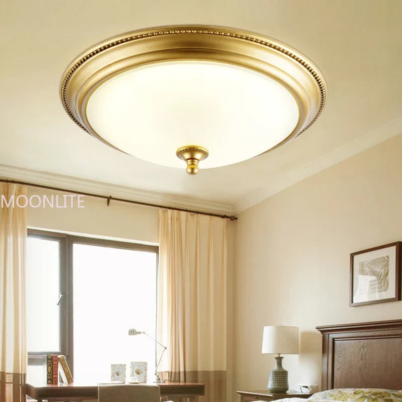 Plafonnier — Rond or/noir/Bronze plafonnier verre dépoli pour couloir salon cuisine LED lumineuse éclairage 110/220V