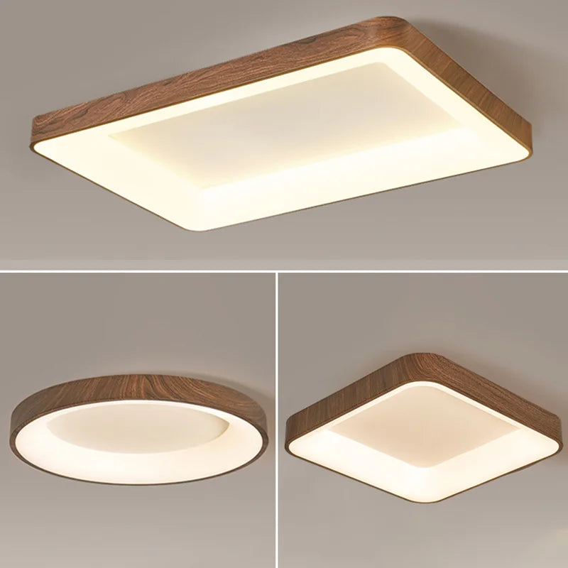 Plafonnier — LED imitation bois éclairage rond rectangle carré