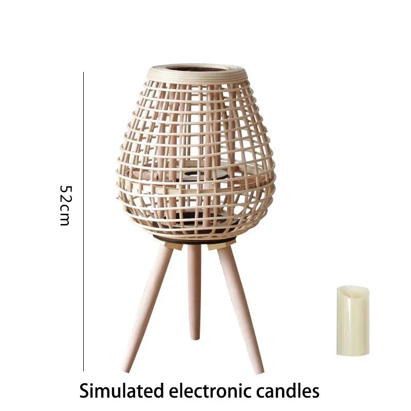 Lampe à vent en rotin avec pieds