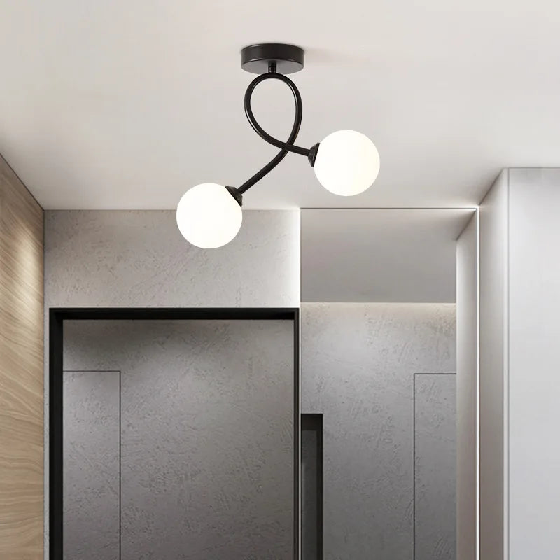 Plafonnier — Verre noir or intérieur couloir balcon entrée vestiaire luminaire