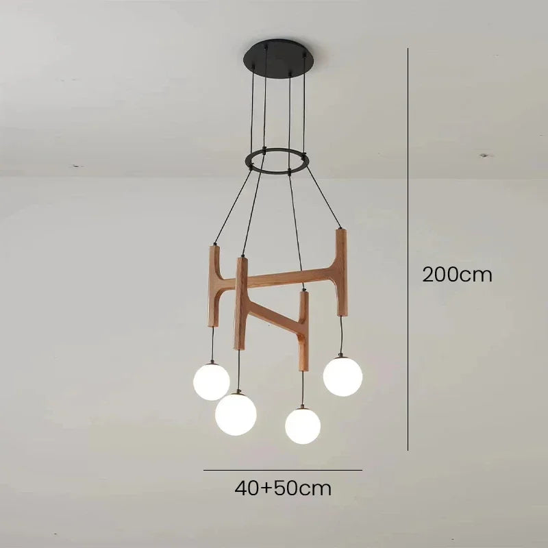 Suspension — Italien Porada ASTRA Suspension En Bois Lumière Rétro Multi Tête Minimaliste Restaurant Salon Lustre LED Intérieur Decora Lampe