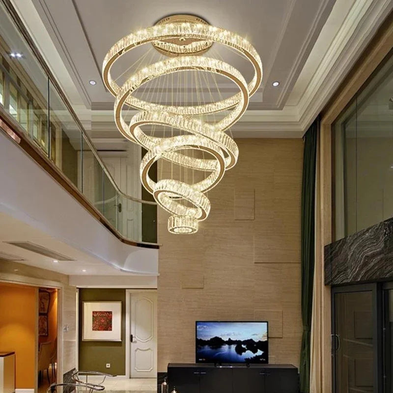 Lustre — Moderne en cristal avec anneau pour décoration intérieure