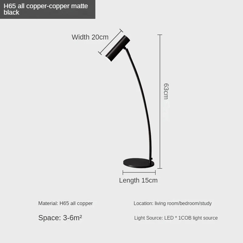 lampe de bureau minimaliste en cuivre pour lecture et décoration