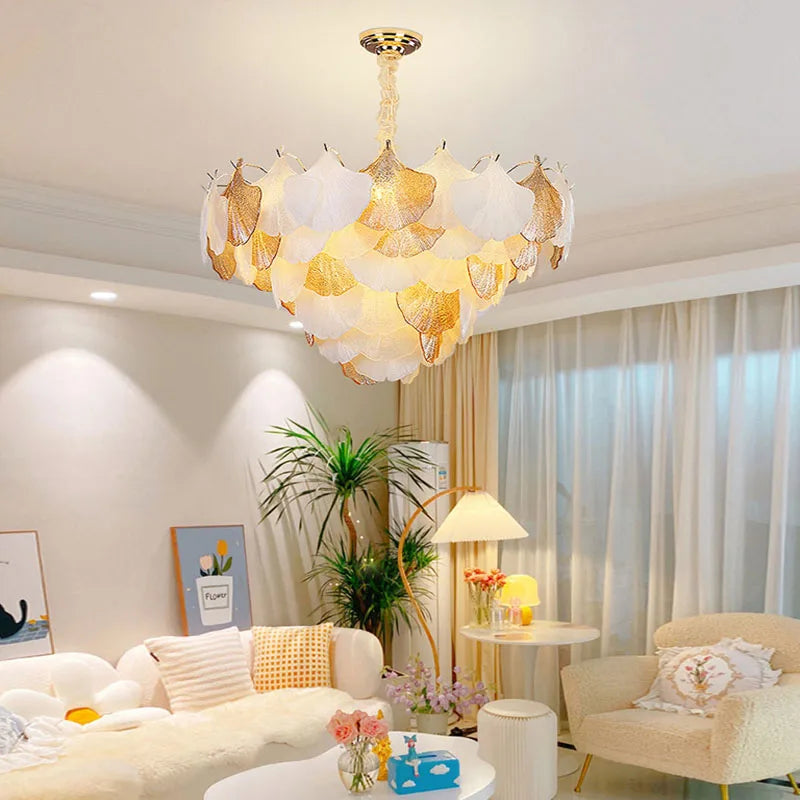 Lustre — Suspendu LED art déco ginkgo dimmable pour un éclairage élégant