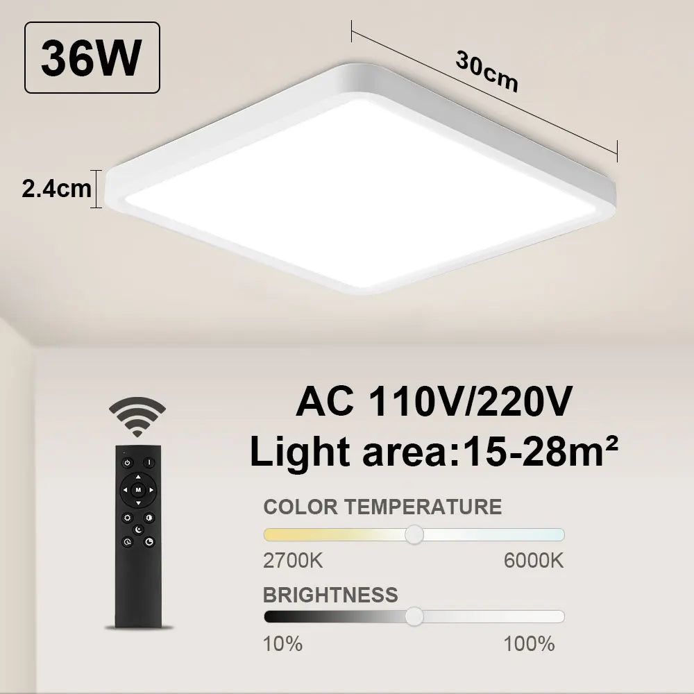Plafonnier Tuya Smart LED App commande vocale Alexa Google télécommande plafonniers carrés salon chambre éclairage Adrien Courbe - Une Silhouette Graphique Affirmée