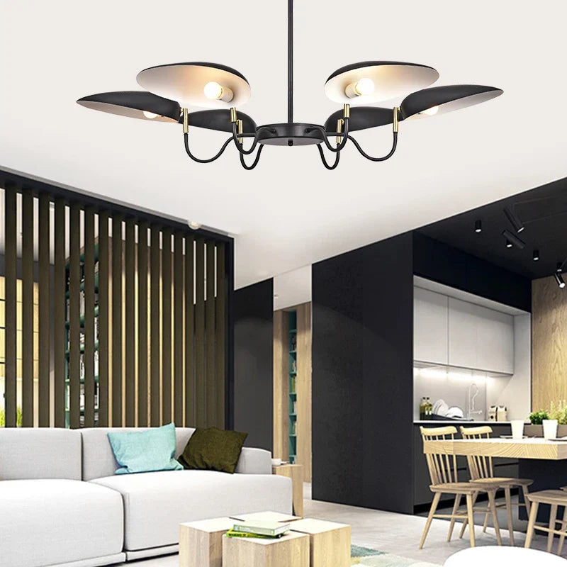 Lustre — Postmoderne nordique à 6 têtes design contemporain pour intérieur