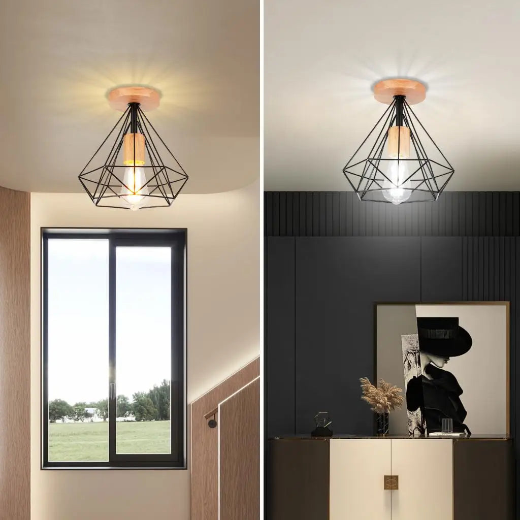 Plafonnier — Industriel rétro LED cage métal vintage luminaire