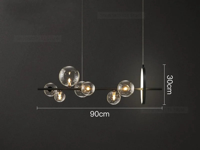 Lustre — Moderne en verre transparent avec bulles en métal