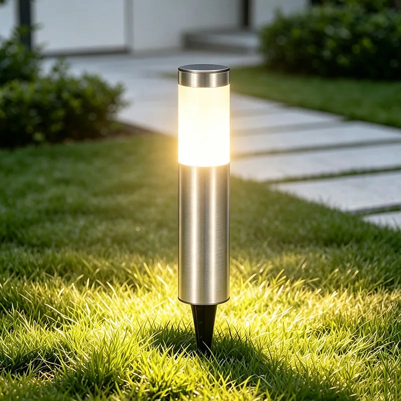 Borne solaire en acier inoxydable pour jardin et allée, IP65 – Stéliane