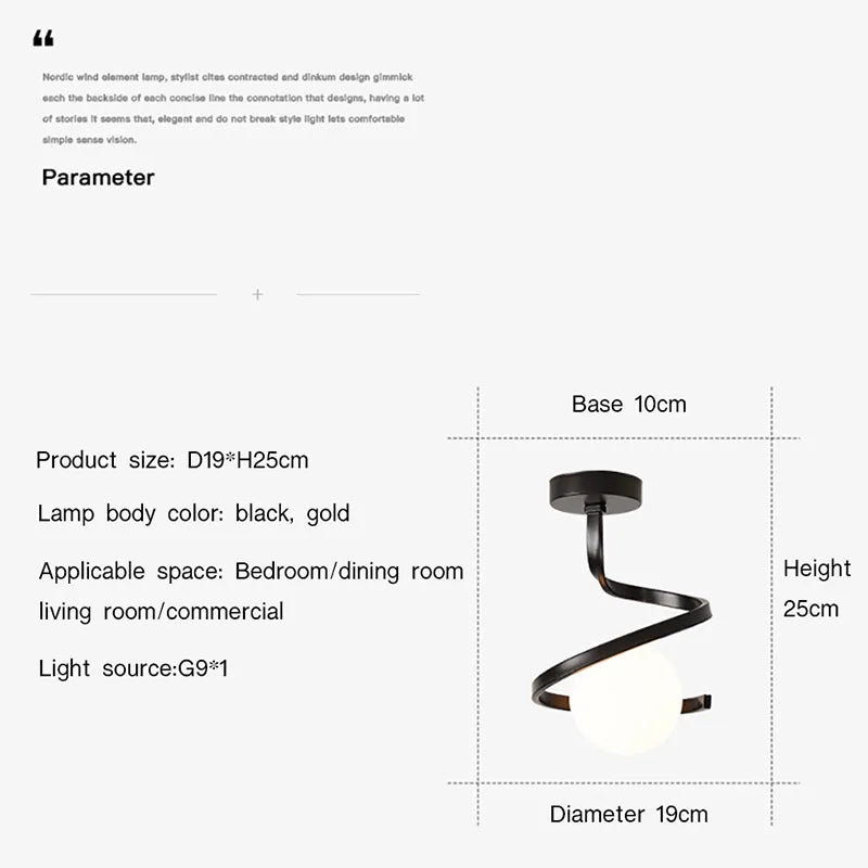 Plafonnier — LED nordique boule verre