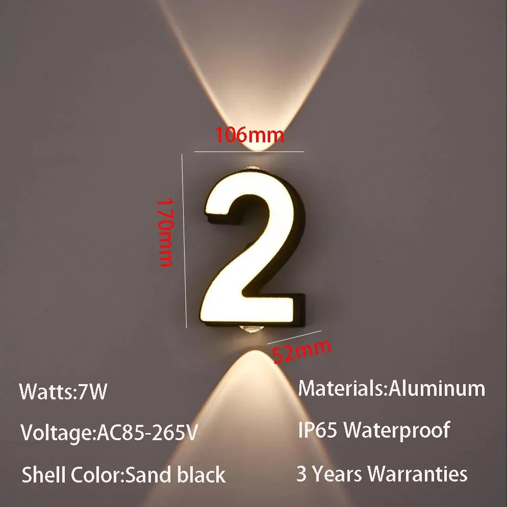 Applique murale — LED numéro de chiffre intérieur et extérieur IP65 étanche moderne minimalisme Style aluminium porche lumières de jardin