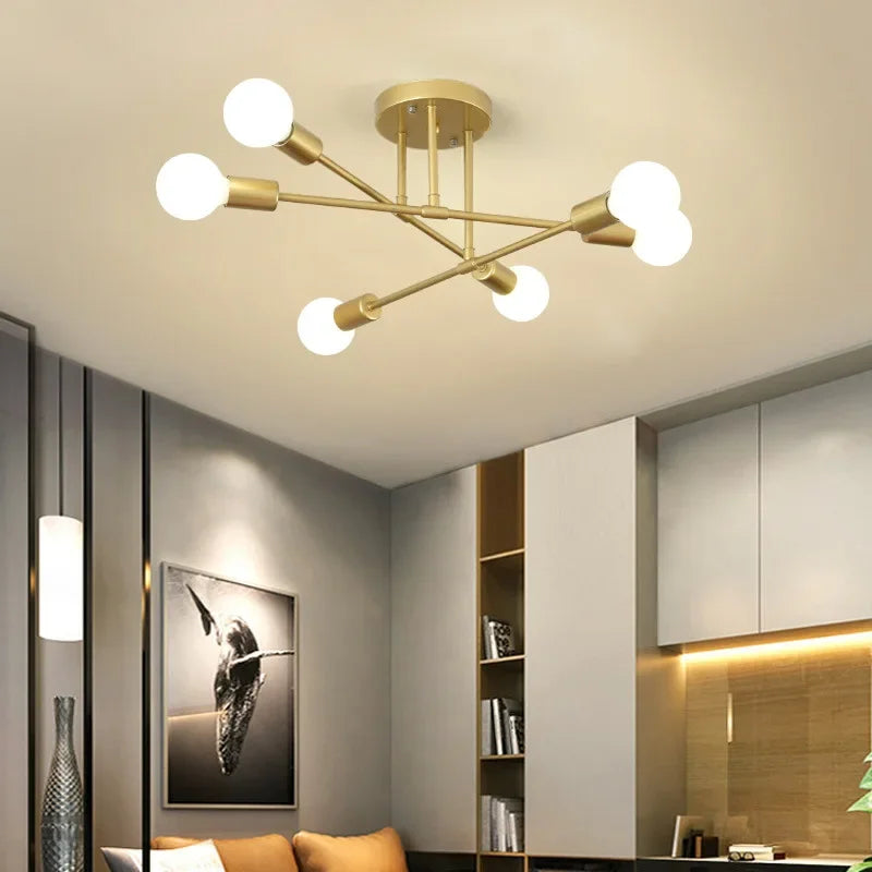 Plafonnier Moderne Créatif LED Lustre Spoutnik Lumière Semi-intégré Nordique Décor À La Maison Luminaires pour Chambre Salon Élias Mirage - Simplicité du Design & Décor Raffiné