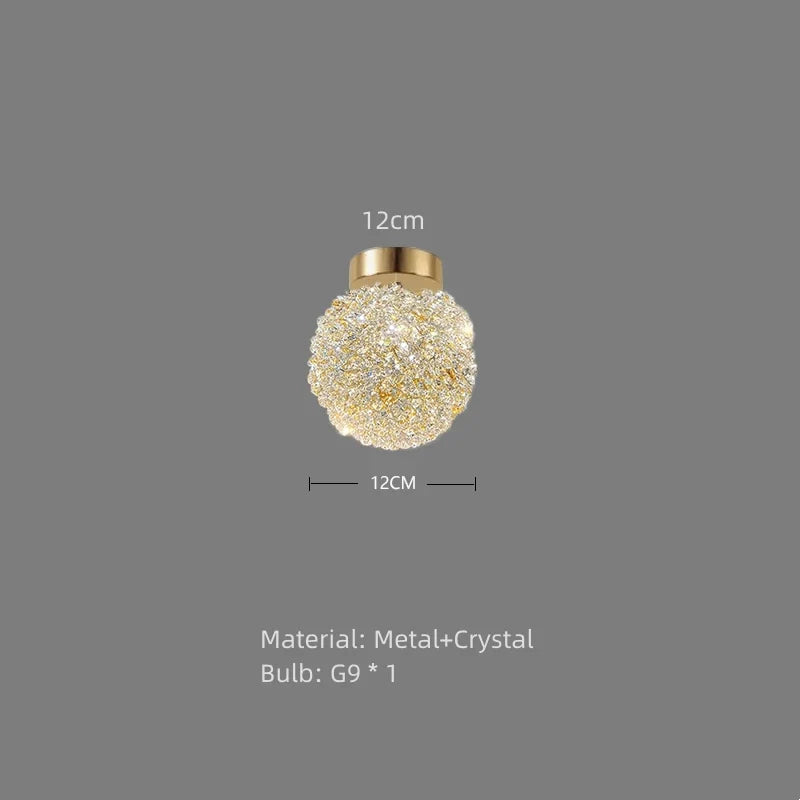 Plafonnier — Moderne en cristal clair et métal doré