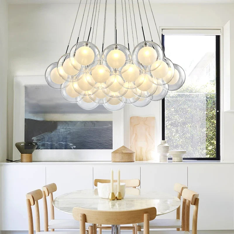 Suspension — Boule de verre LED moderne en boule plafond lustre nordique salon salle à manger chambre décor à la maison suspension lampe de restaurant