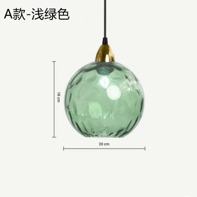 Lustre — Boule de verre coloré nordique lampes suspendues moderne Grain d'eau Restaurant cuisine luminaire suspendu chambre lampe de chevet