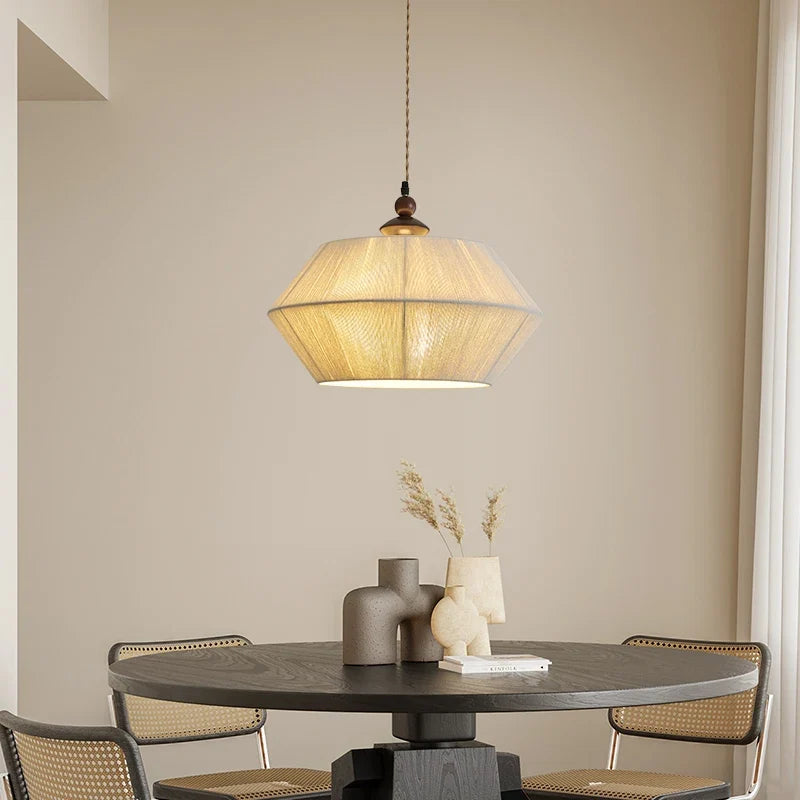 Suspension Naturelle Daphné Brume en Corde de Chanvre et Bois
