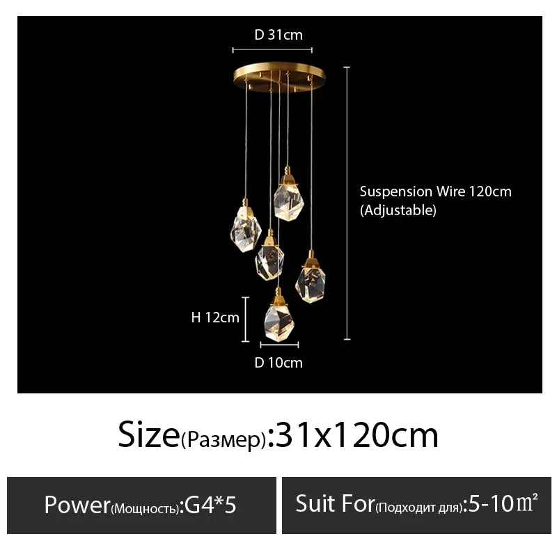 Lustre — En cristal de diamant de luxe escalier grand salon