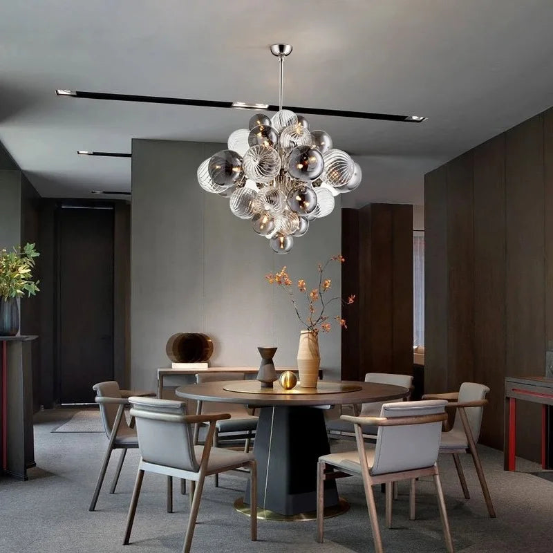 Lustre — Nordique créatif en fer et bulles de verre
