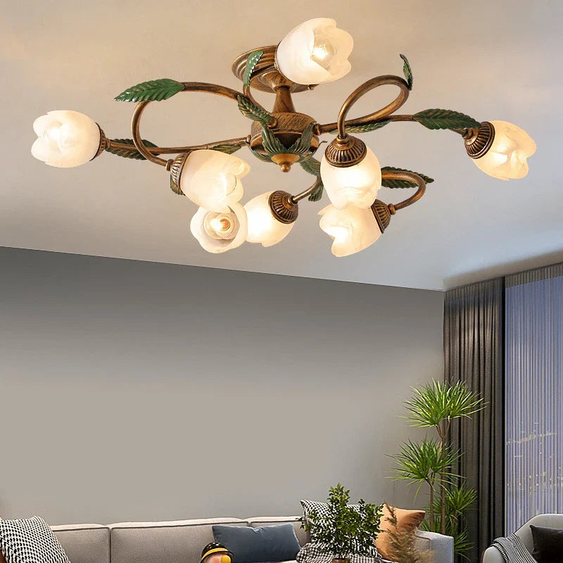 Plafonnier — LED blanc fleur campagne française déco intérieur Villa salon couloir style américain