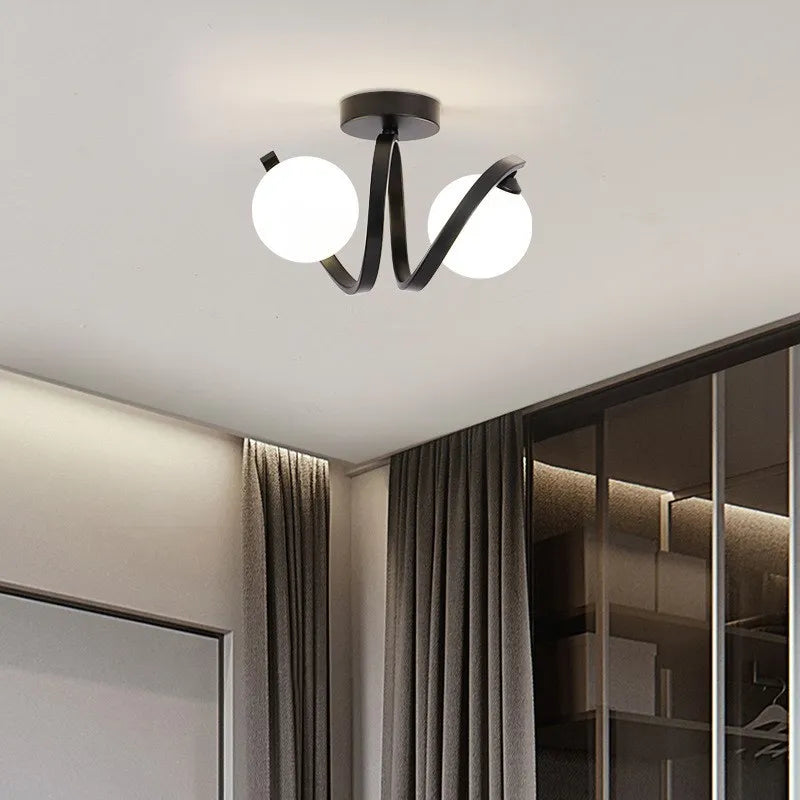 Plafonnier — En verre moderne minimaliste noir or 1/2 têtes éclairage intérieur pour couloir allée balcon entrée vestiaire luminaires