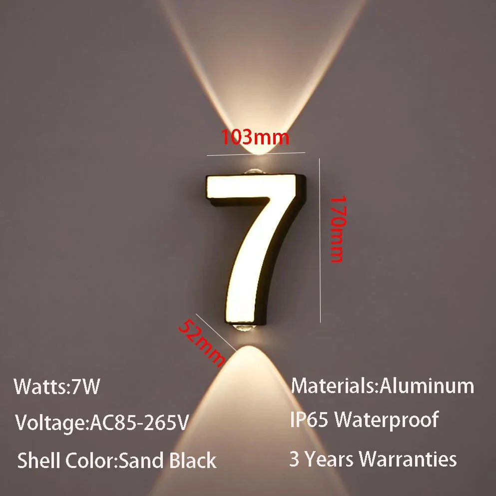 Applique murale — LED numéro de chiffre intérieur et extérieur IP65 étanche moderne minimalisme Style aluminium porche lumières de jardin