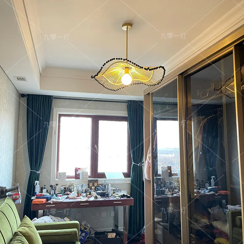 Lustre — Art déco en corde de chanvre tissée pour intérieur moderne