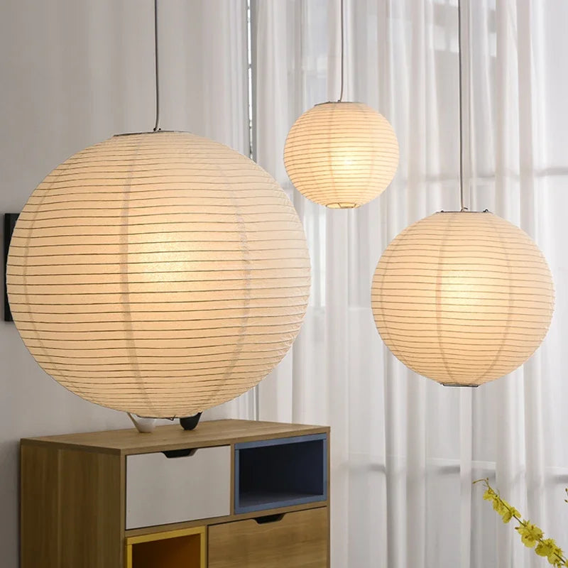 Lustre — Nordique wabi sabi en papier de riz LED rond