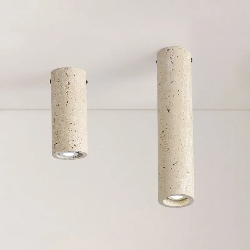 Plafonnier — Cylindrique en travertin jaune clair montage en surface