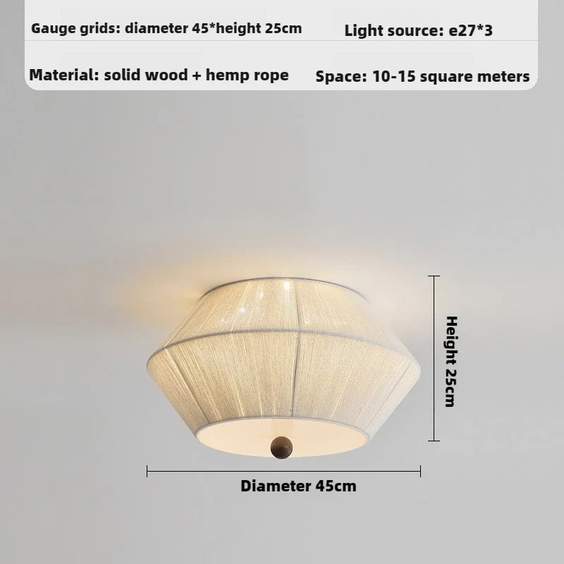 Suspension Naturelle Daphné Brume en Corde de Chanvre et Bois