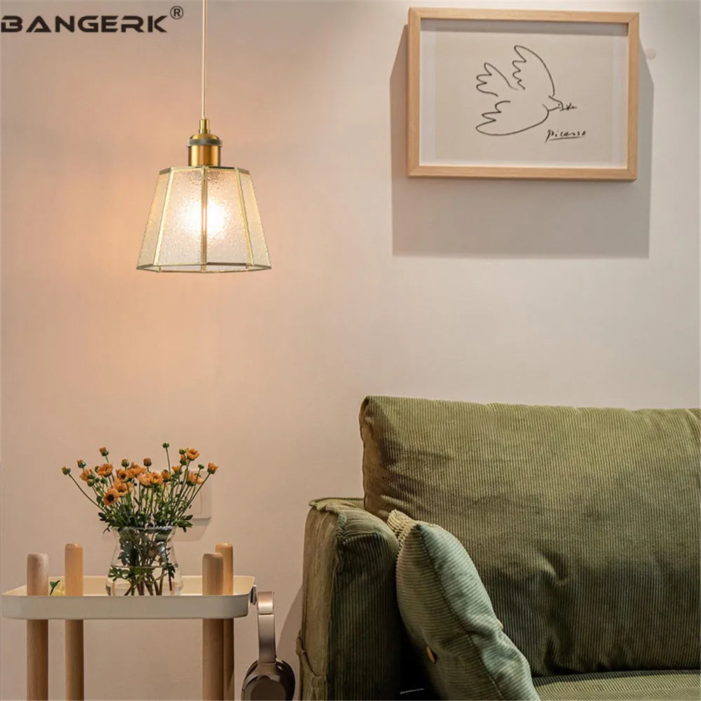 Suspension nordique vintage en laiton vitrail loft éclairage décoratif Émilien Clairière - Le Charme du Verre dans le Décor