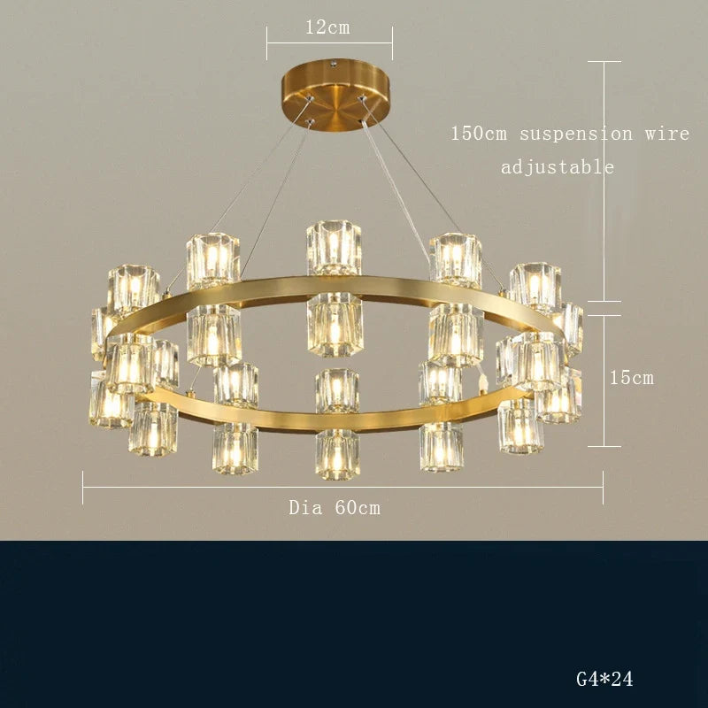 Lustre — En laiton et cristal pour décoration de luxe
