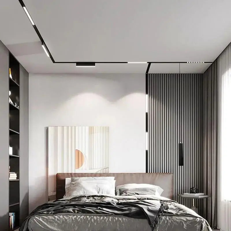 Luminaire — Rail d éclairage magnétique moderne pour intérieur en aluminium