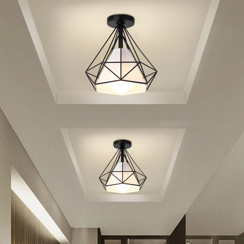 Plafonnier — Industriel rétro LED cage métal vintage luminaire