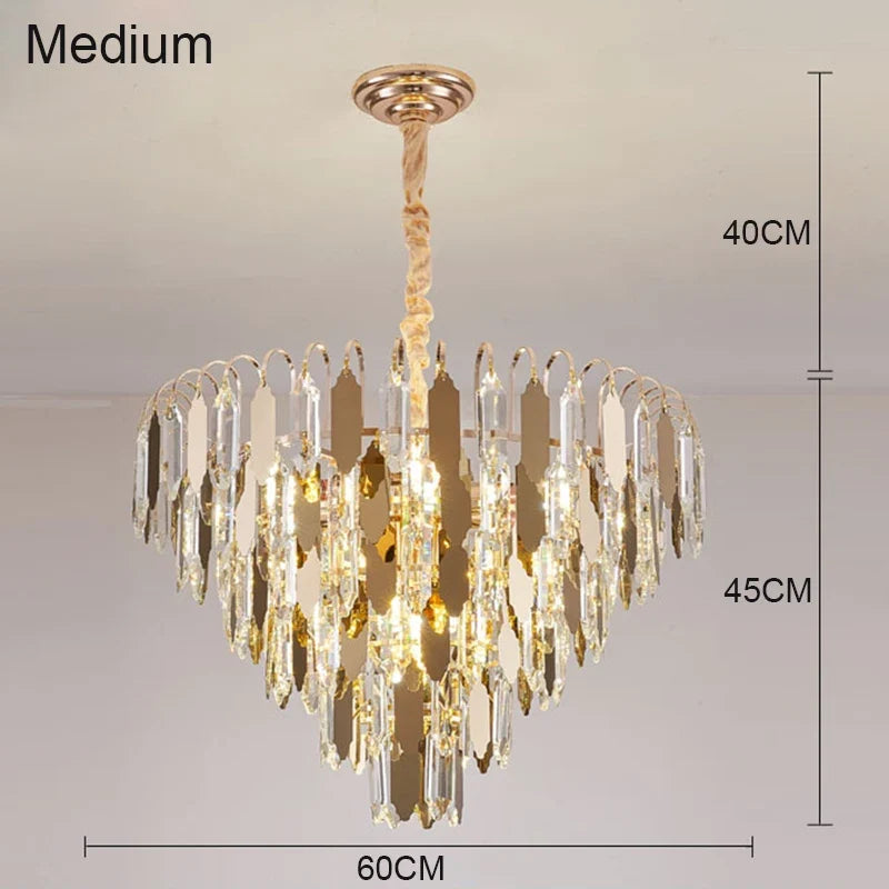 Lustre — Moderne en cristal doré à LED design élégant pour intérieur
