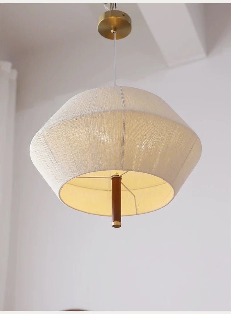 Suspension Vintage Lison Brume en Corde de Chanvre et Rotin