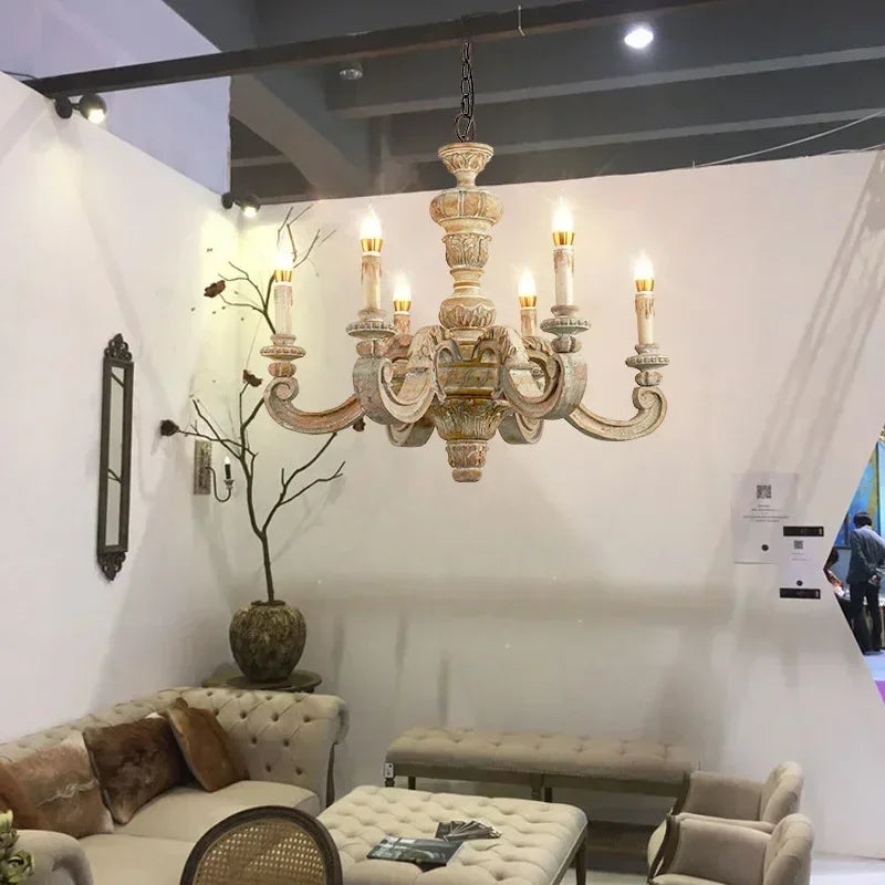 Lustre — Romain en bois sculpté rétro pour décoration élégante