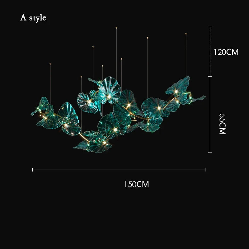 Lustre — Artistique avec feuilles de verre suspendu LED pour hôtel