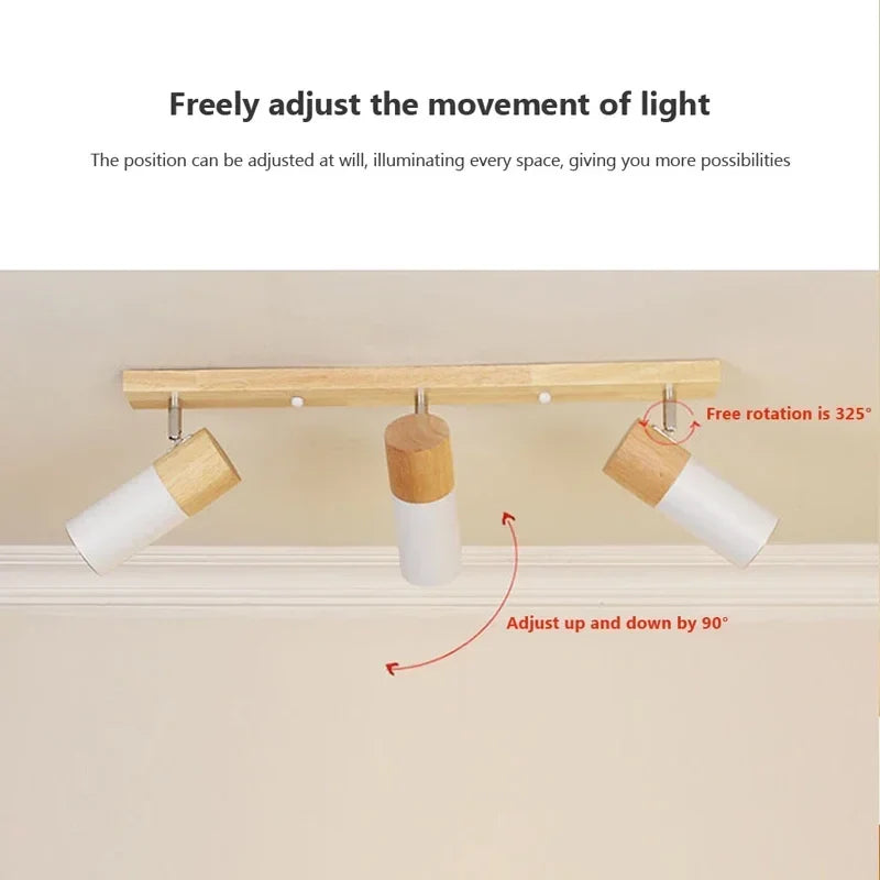 Plafonnier en bois avec projecteur rotatif réglable décoratif Orson Sonate - Une Présence Naturelle Apaisante