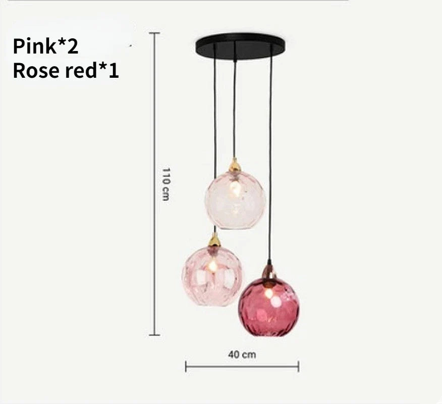 Lustre — Boule de verre coloré nordique lampes suspendues moderne Grain d'eau Restaurant cuisine luminaire suspendu chambre lampe de chevet