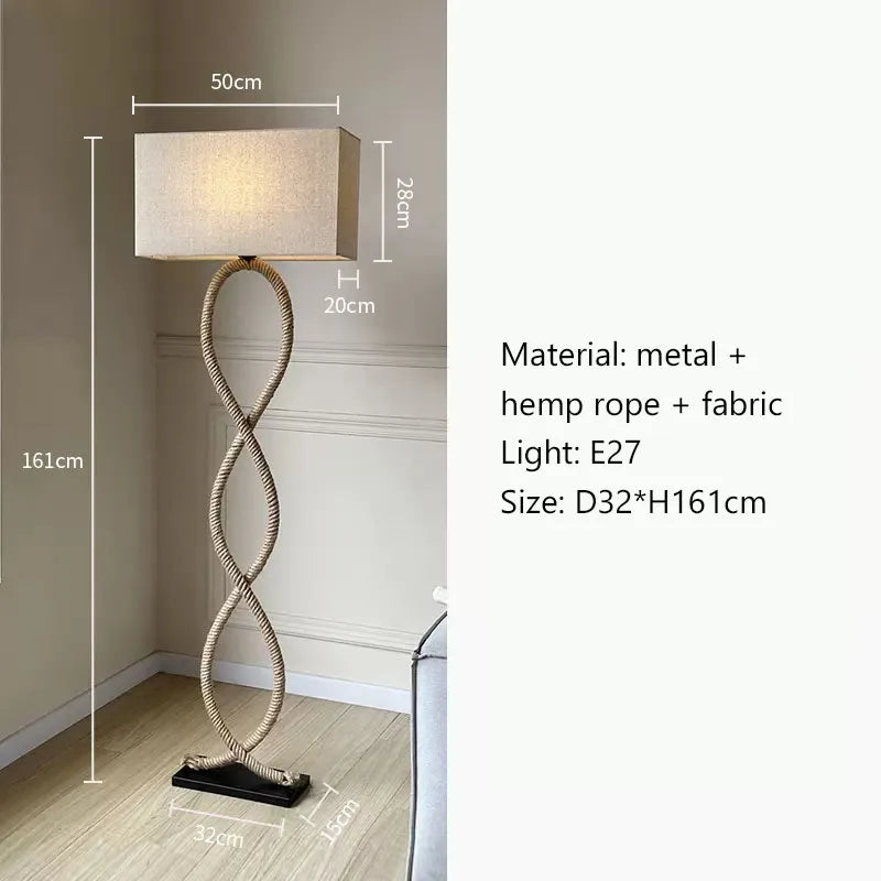 Lampadaire Wabi-sabi Zélie Rivage en Corde de Chanvre — B