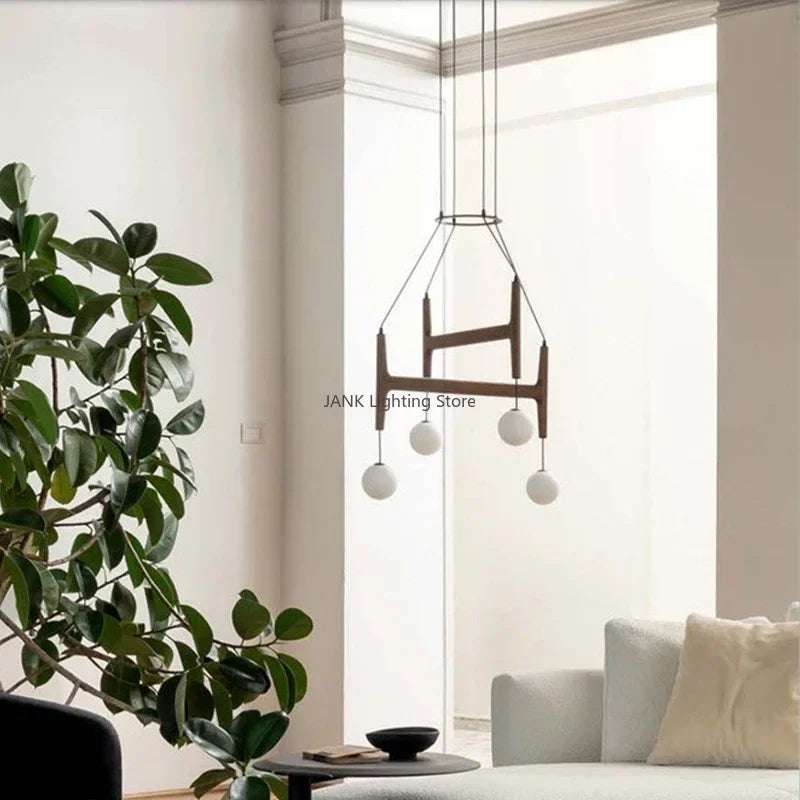 Suspension — Italien Porada ASTRA Suspension En Bois Lumière Rétro Multi Tête Minimaliste Restaurant Salon Lustre LED Intérieur Decora Lampe