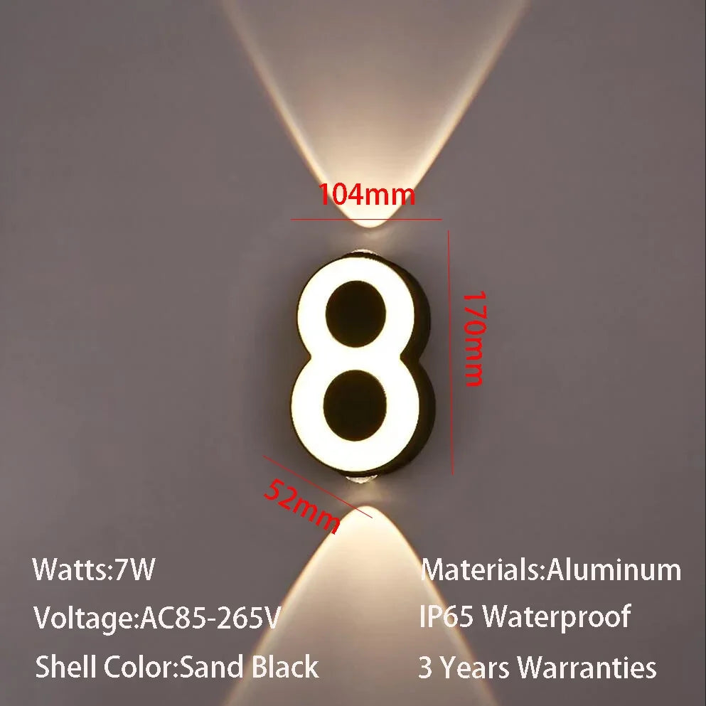 Applique murale — LED numéro de chiffre intérieur et extérieur IP65 étanche moderne minimalisme Style aluminium porche lumières de jardin