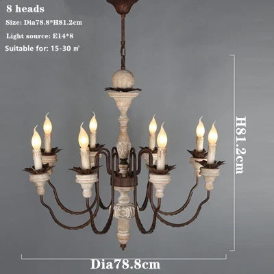 Lustre — Rétro artisanal en bois massif luminaire décoratif suspendu