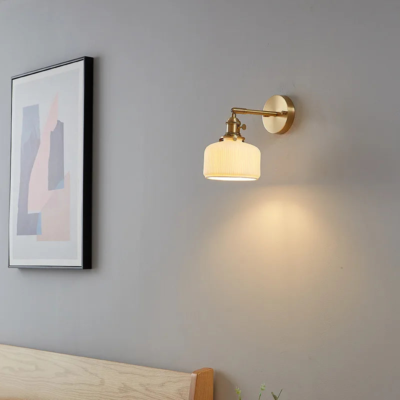Applique murale — En verre et cuivre doré design moderne pour intérieur et extérieur