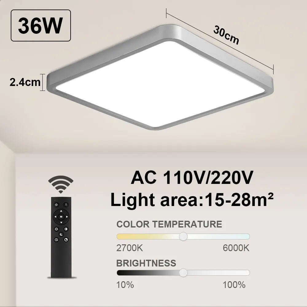 Plafonnier Tuya Smart LED App commande vocale Alexa Google télécommande plafonniers carrés salon chambre éclairage Adrien Courbe - Une Silhouette Graphique Affirmée